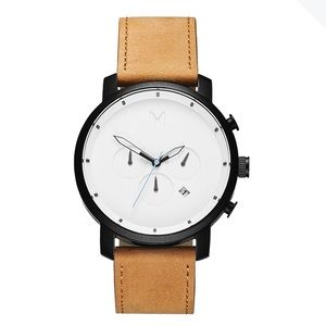 Mens MVMT 45mm Chrono Black/White Leather (Tan) Watch